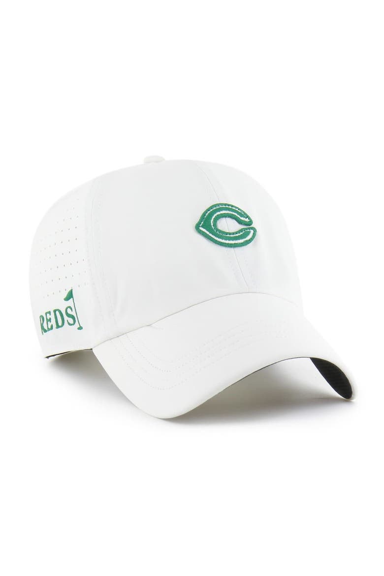 Men's '47 White Cincinnati Reds Elevated Greens Clean Up Adjustable Hat, Main, color, White