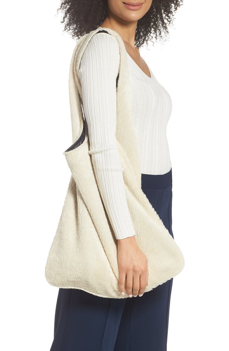 Eileen Fisher Reversible Recycled Polyester Fleece & Recycled Nylon Tote, Alternate, color,