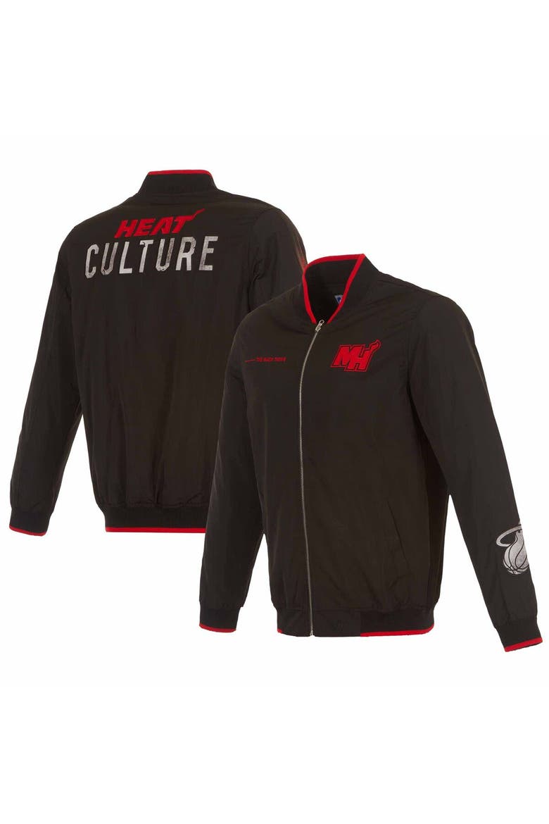 Men's JH Design Black Miami Heat 2023/24 City Edition Full-Zip Bomber Jacket, Main, color, Black