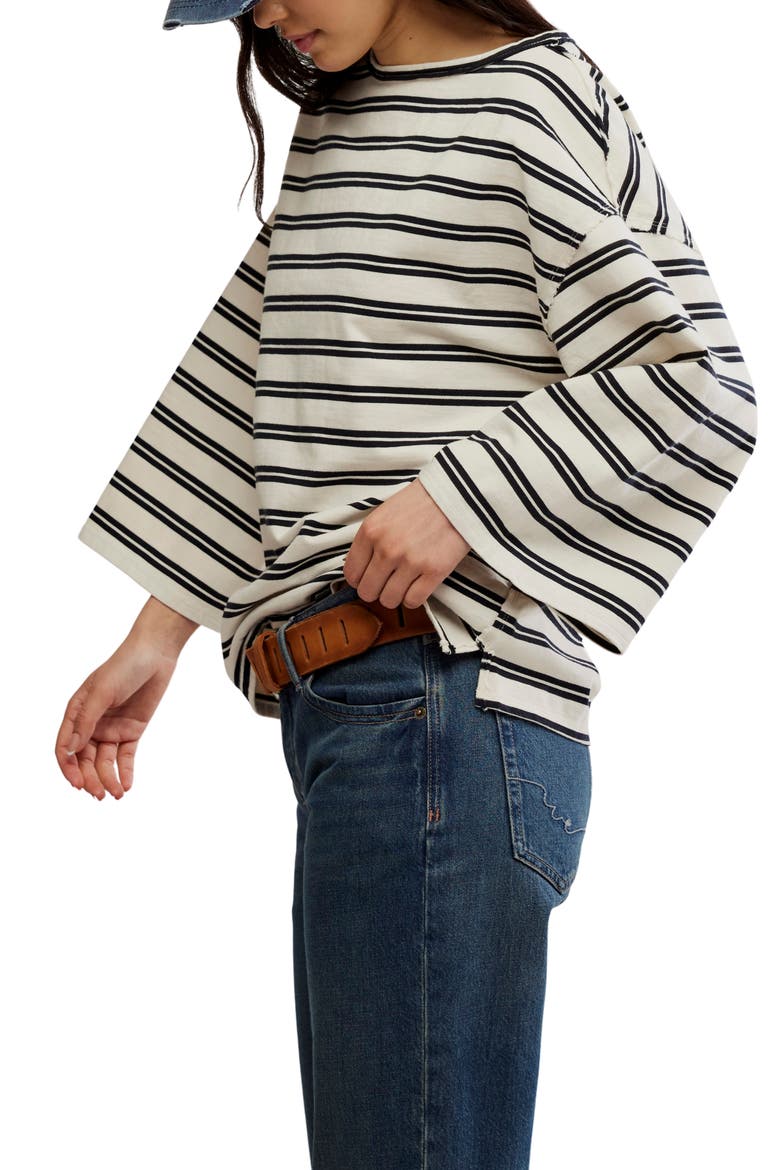 C'est la Vie Stripe Cotton T-Shirt, Alternate, color, BLACK COMBO
