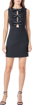 Endless Rose Rhinestone Bow Detail Stretch Minidress