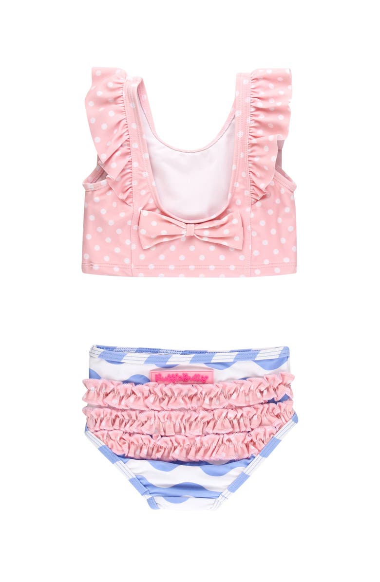 RuffleButts UPF50 Waterfall Tankini, Alternate, color, Periwinkle Blue Wavy Stripe