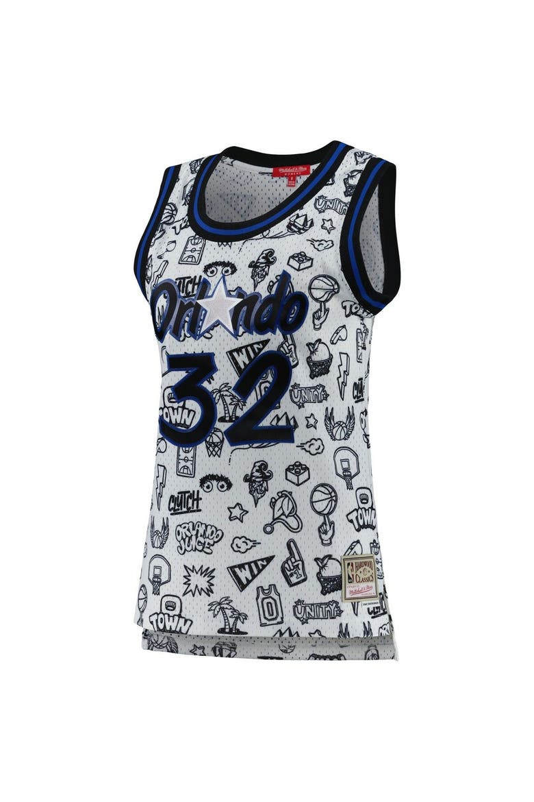 Women's Mitchell & Ness Shaquille O'Neal White Orlando Magic 1994 Doodle Swingman Jersey, Alternate, color, White