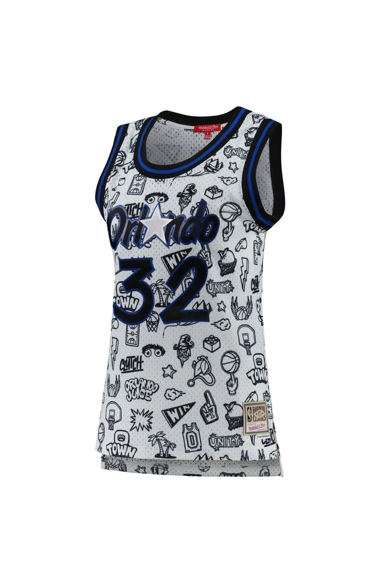 Mitchell & Ness Women's Mitchell & Ness Shaquille O'Neal White Orlando Magic 1994 Doodle Swingman Jersey, Alternate, color, 