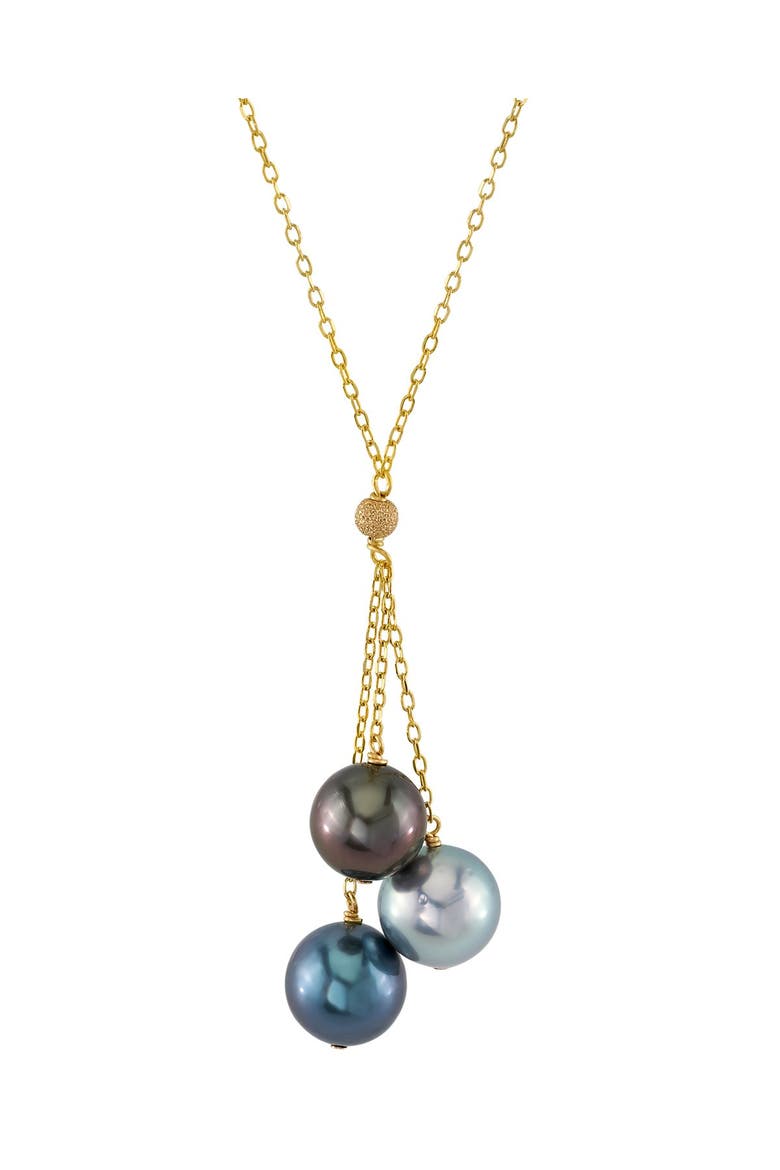 14K Gold Multicolor Tahitian Pearl Tincup Cluster Pendant, Main, color, Yellow Gold