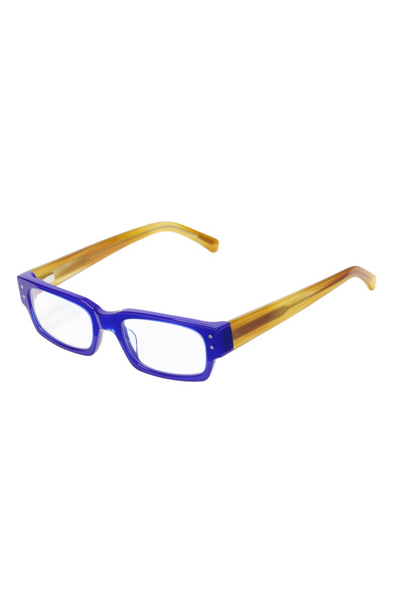 eyebobs Peckerhead 50mm Rectangular Reading Glasses, Alternate, color, Cobalt/ Blonde/ Clear