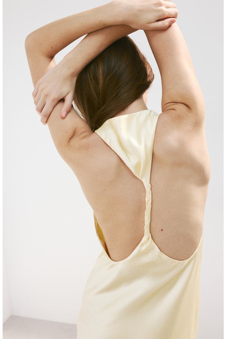 Satin Open Back Dress, Alternate, color, PASTEL YELLOW