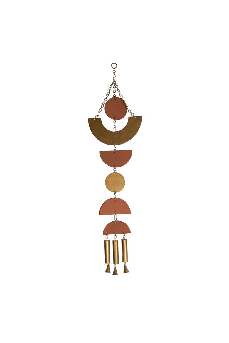 Geometric Brass Metal Hanging Wall Décor, Main, color, Gold