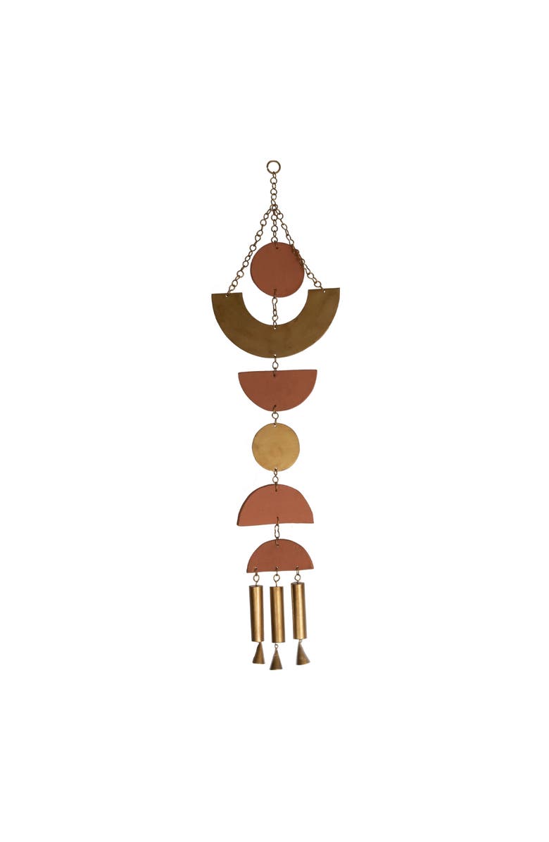 Foreside Home and Garden Geometric Brass Metal Hanging Wall Décor, Main, color, Gold