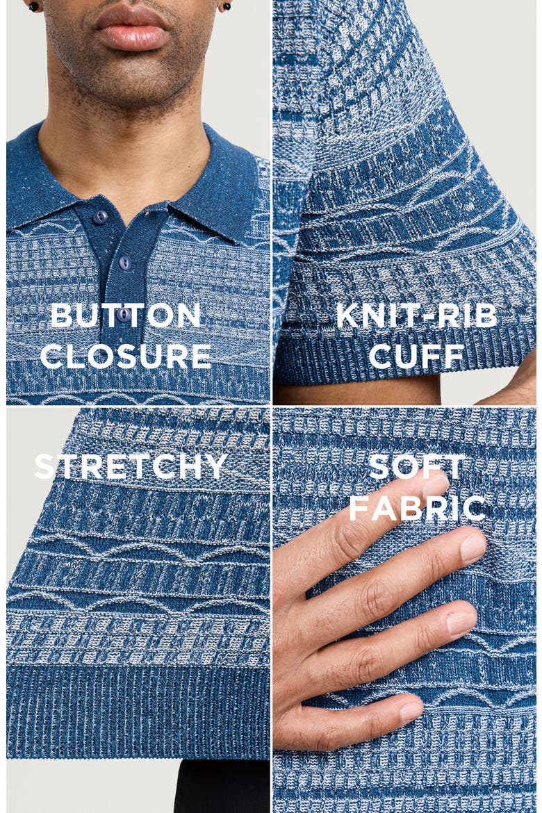Jacquard Polo Sweater, Alternate, color, INDIGO