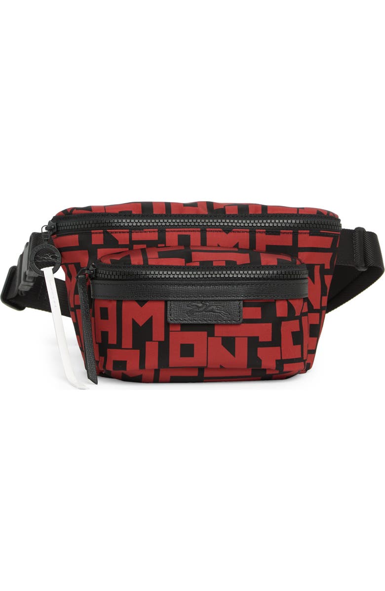 Longchamp Le Pliage Belt Bag, Main, color, Blk/Brick