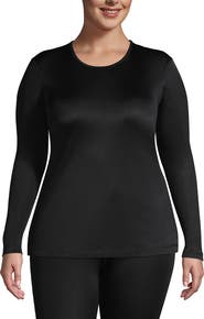 Lands' End Silk Interlock Long Sleeve Crewneck Long Underwear Top