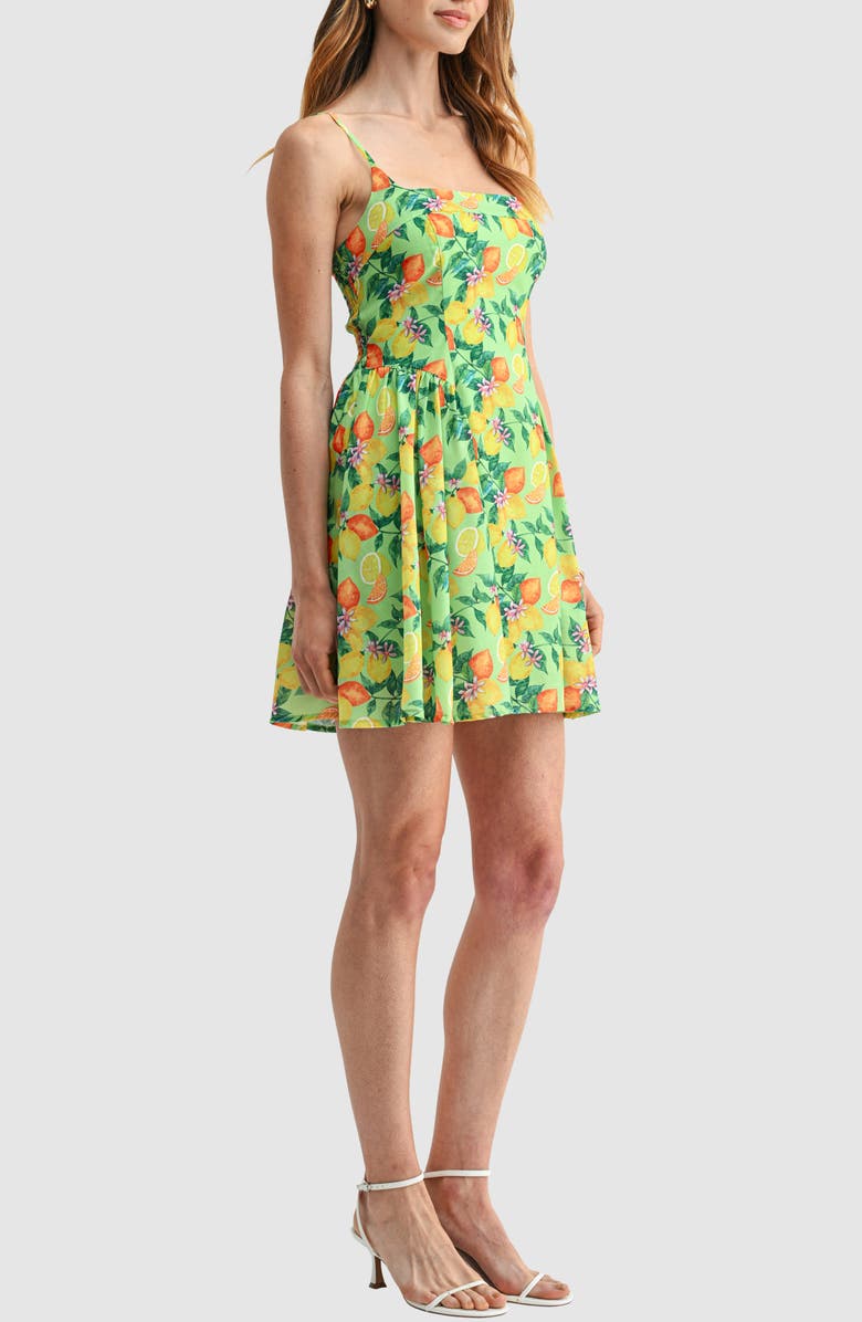 All in Favor Lemon Print  Princess Cut Minidress, Alternate, color, Lemon Print