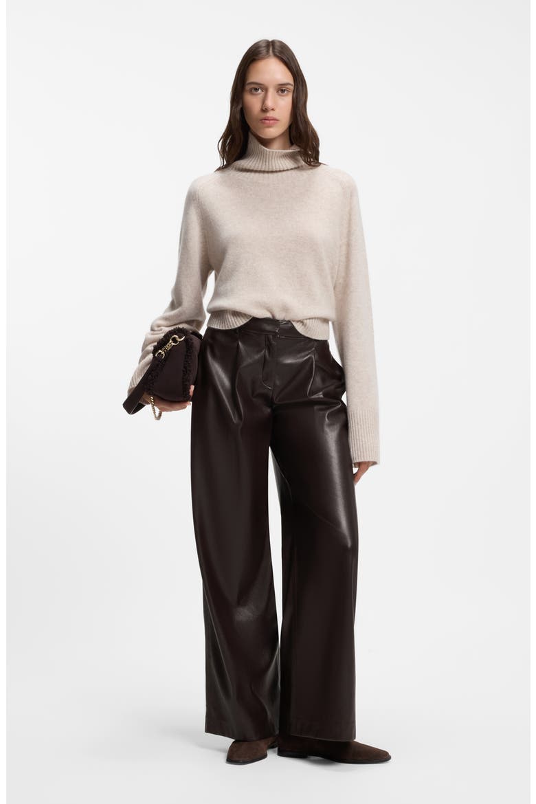 Faux Leather Wide Leg Pants, Alternate, color, MOLE