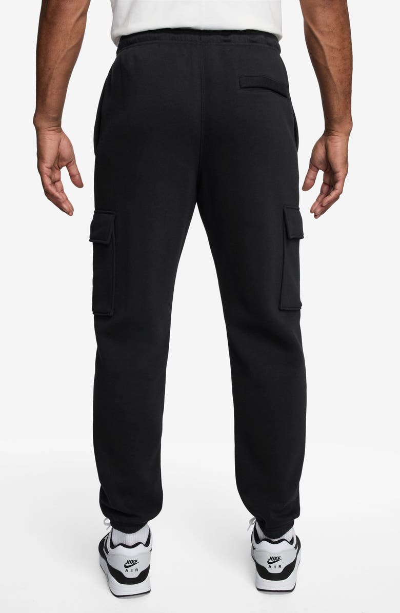 Nike Club Fleece Cargo Sweatpants, Alternate, color, Black/ Black/ White