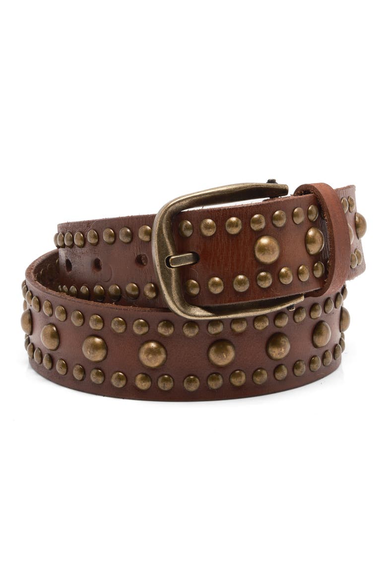 We the Free Sola Studded Leather Belt, Main, color, COGNAC