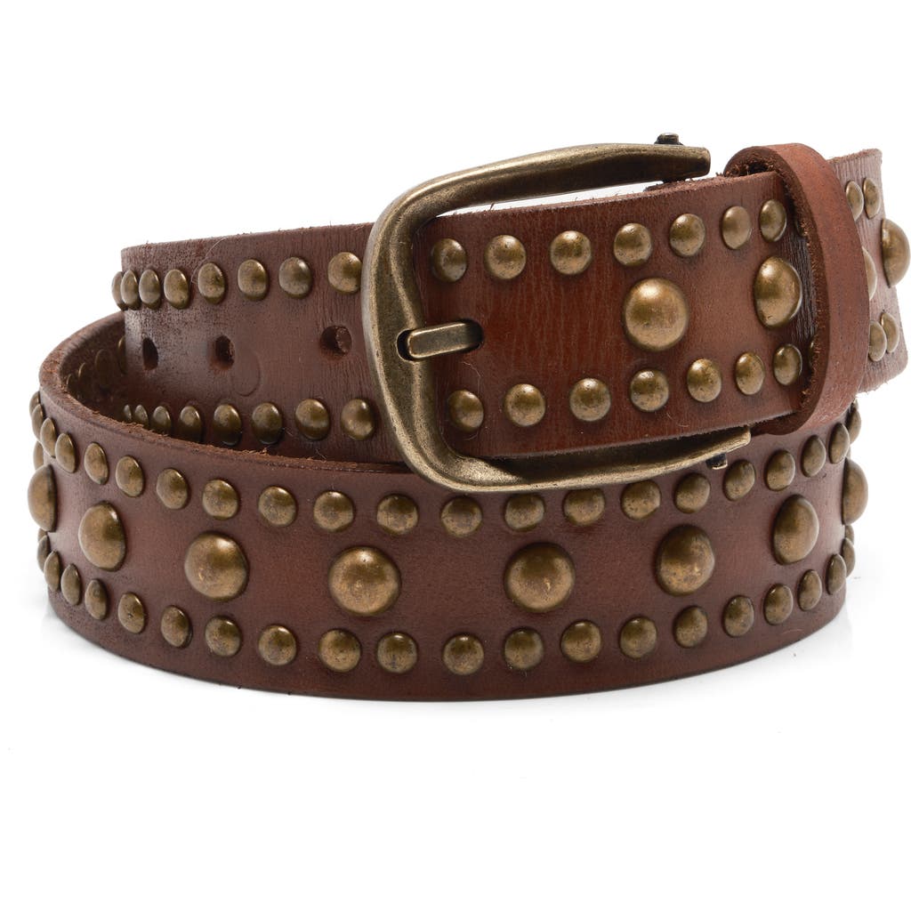 Free People We The Free Sola Studded Leather Belt In Cognac