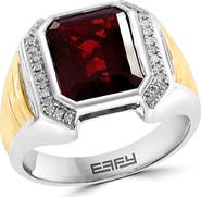 EFFY Men's Diamond & Garnet Two-Tone Signet Ring