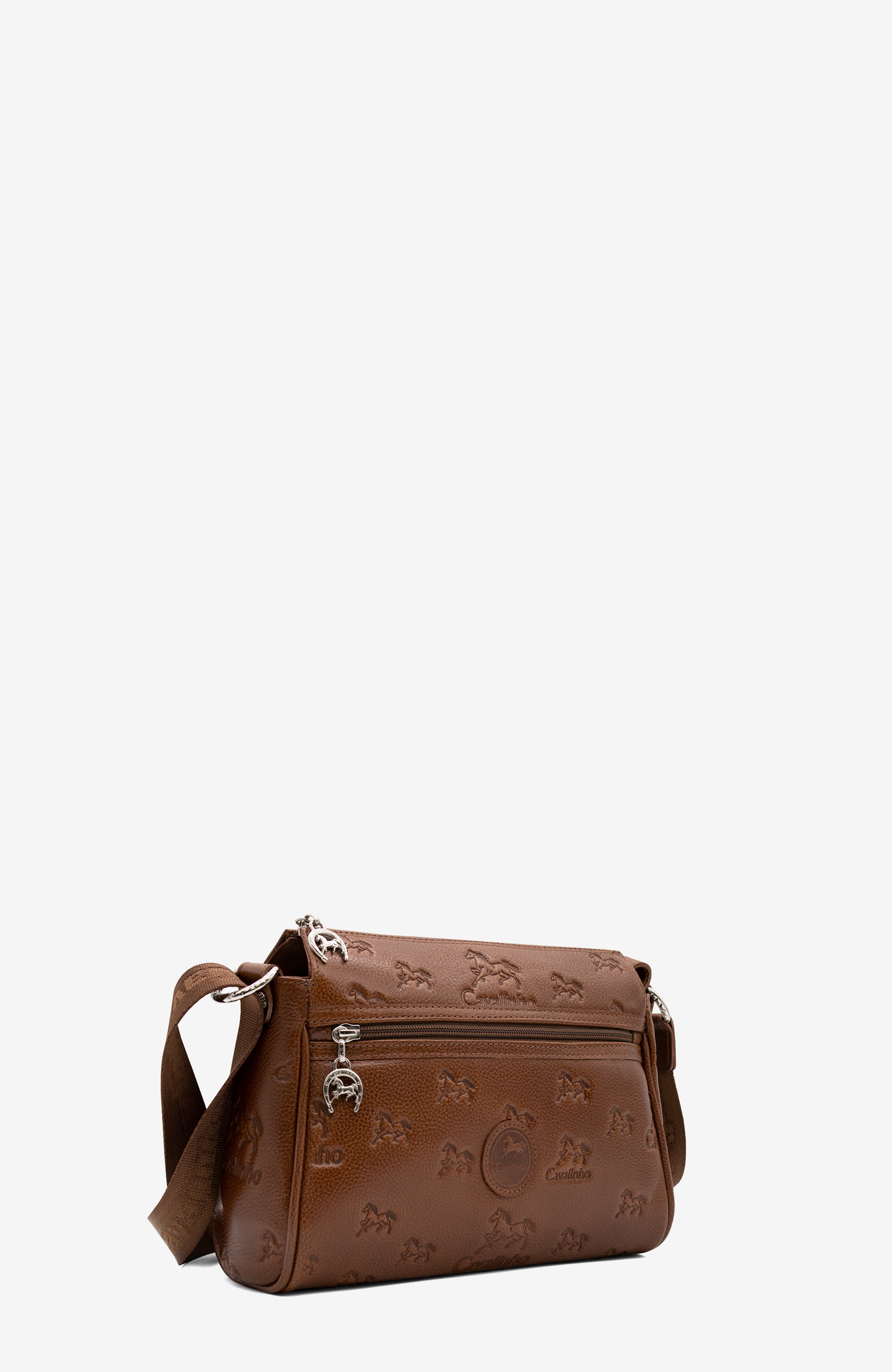 Cavalo Lusitano 373 Embossed Leather Crossbody Bag, Alternate, color, Camel Brown