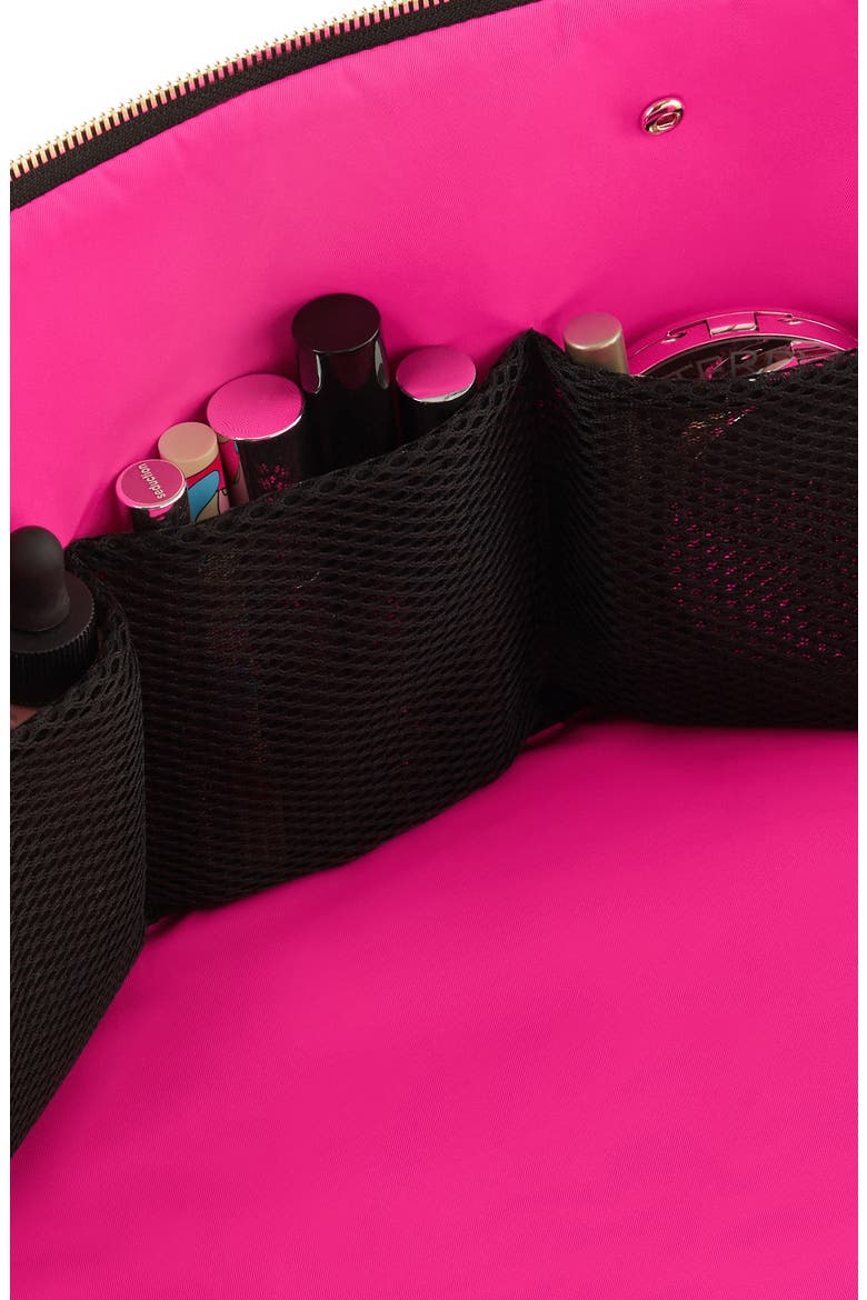 The Traveler Makeup Bag, Alternate, color, SATIN BLACK/ PINK