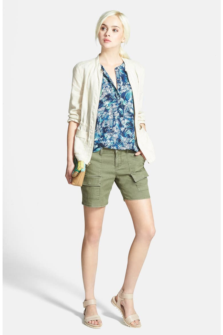 Sleeveless Henley Blouse, Alternate, color, PALM PRINT