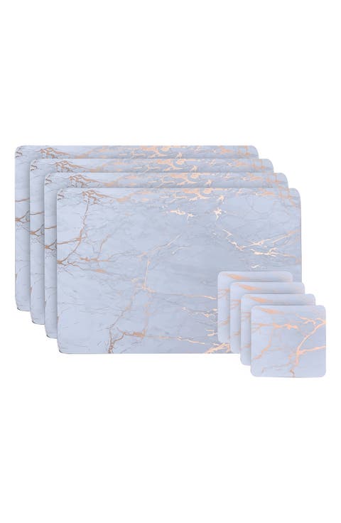 Marble Print 8-Piece Placemat & Coaster Set