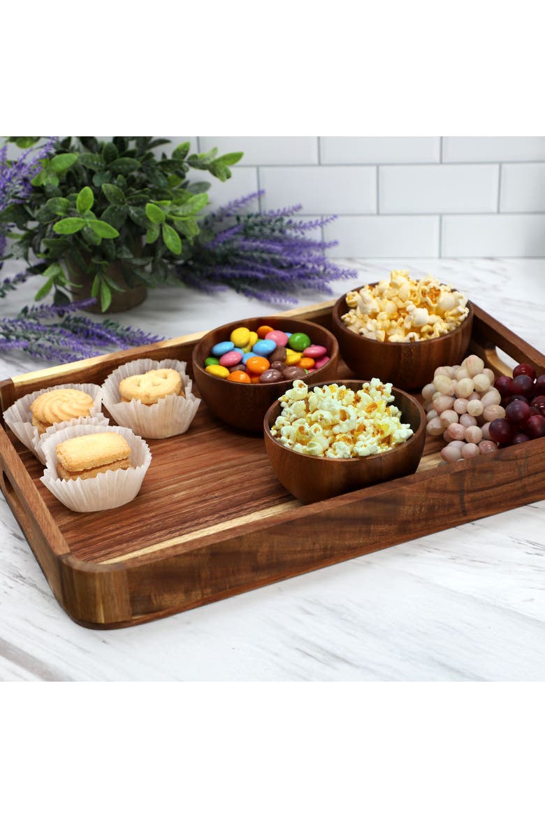 Acacia Wood 17.75 x 12 Inch Rectangle Serving Tray, Alternate, color, Acacia