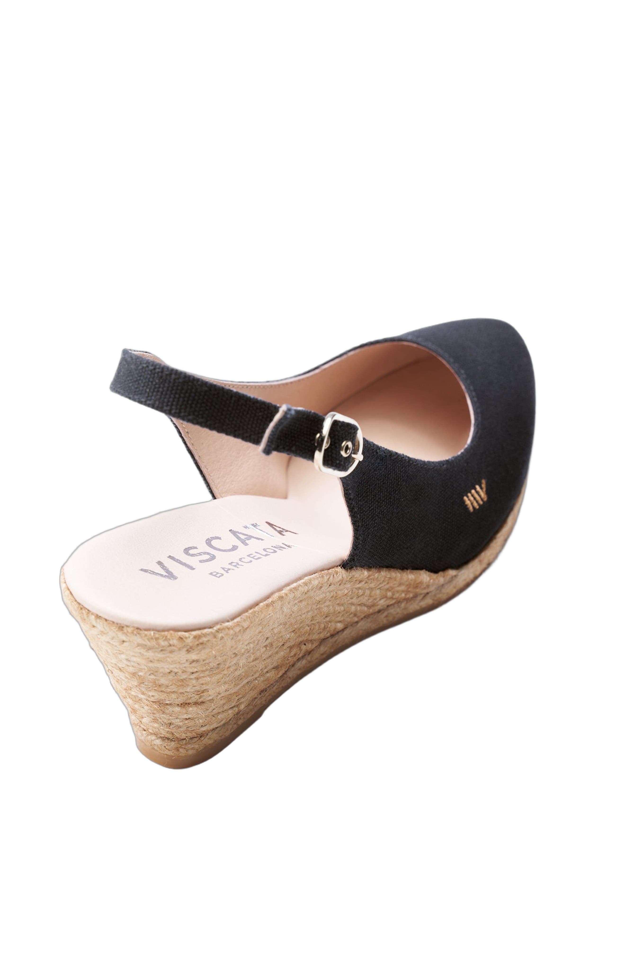 VISCATA Palomera Canvas Espadrille Wedges, Alternate, color, Medium Black