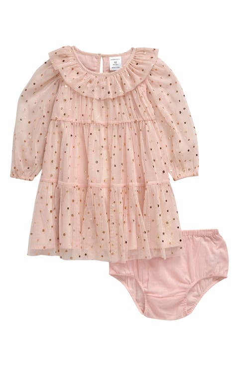 Foil Dot Tiered Dress & Bloomers (Baby)