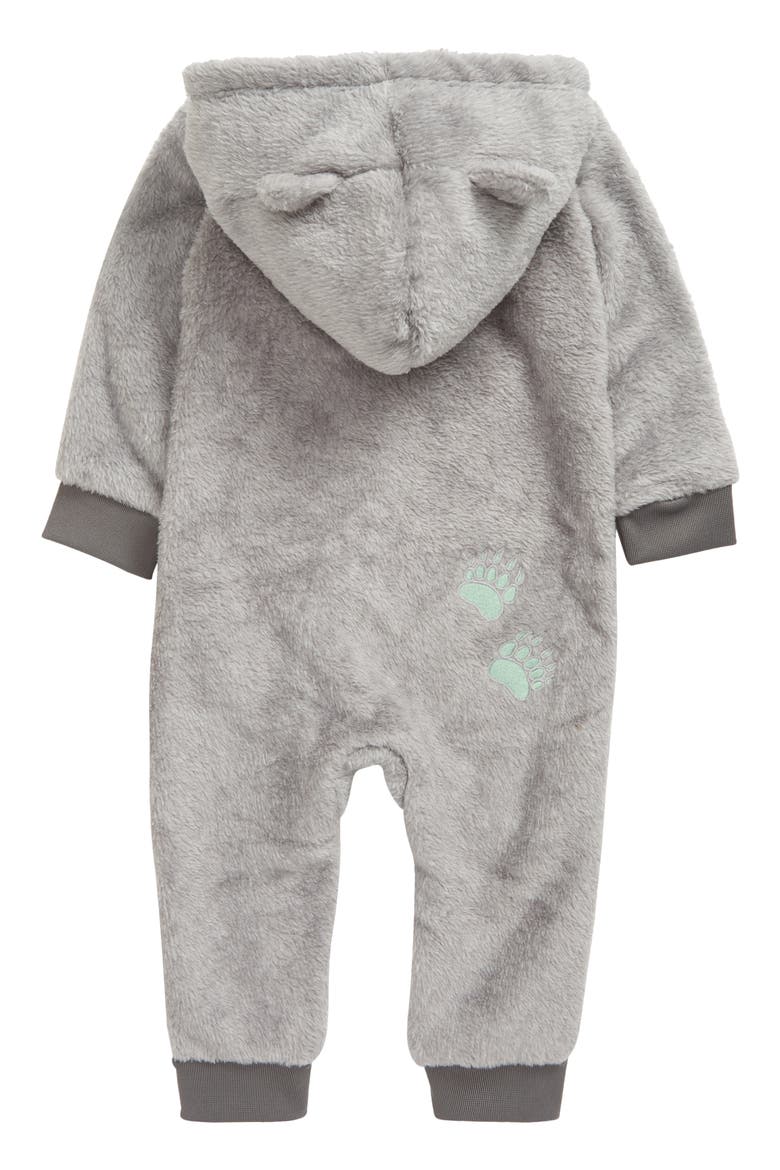 Hooded Fleece Romper, Alternate, color, SMOKE GREY