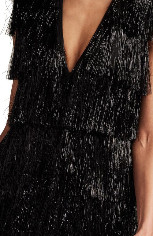 Sho By Tadashi Shoji Sleeveless Fringe Minidress In Black