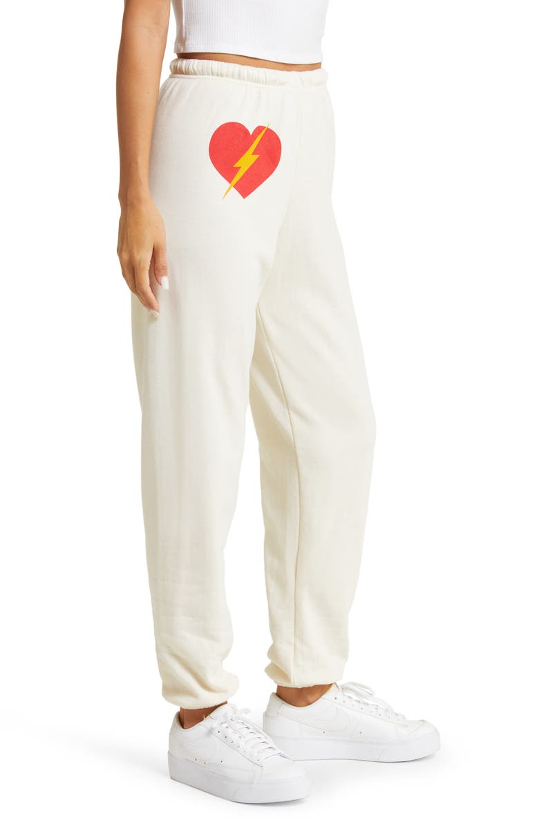 Aviator Nation Bolt Heart Cotton Blend Joggers, Alternate, color, Vintage White