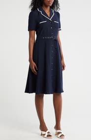 Nanette Lepore Tipped Scalloped Trim Shirtdress