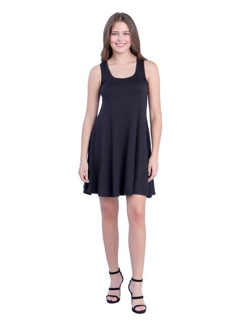 24seven Comfort Apparel Petites Sleeveless A-Line Fit and Flare Skater Dress