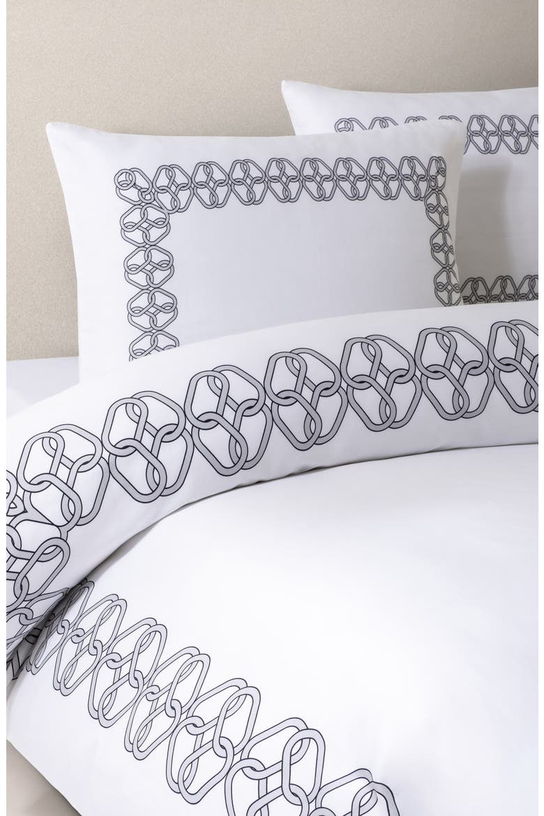 Tied Ovals Cotton Sateen Duvet Cover & Sham Set, Alternate, color, GREY