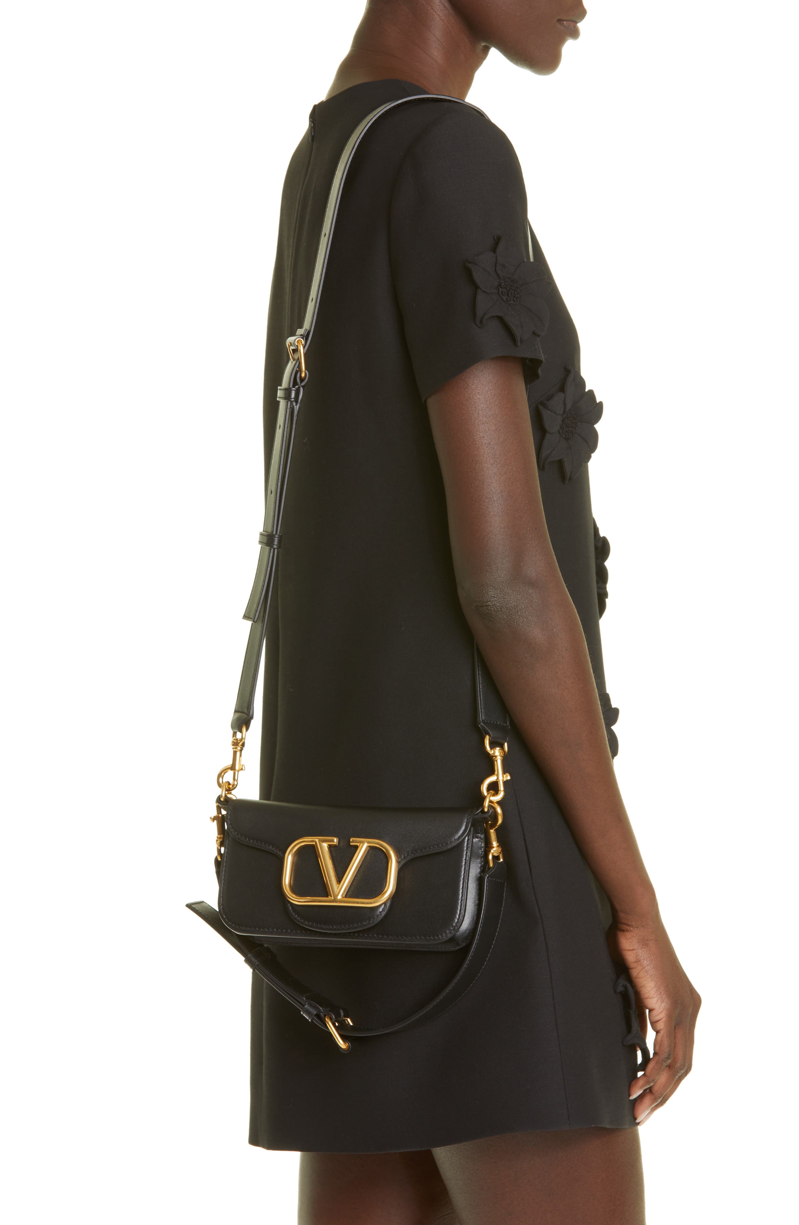 Valentino Garavani Mini Locò Leather Shoulder Bag, Alternate, color, 