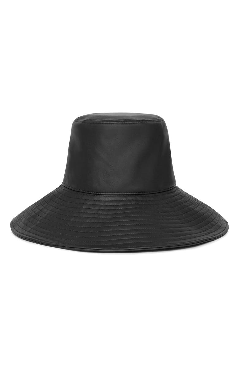 Autumn Adeigbo Wide Brim Faux Leather Bucket Hat, Main, color,