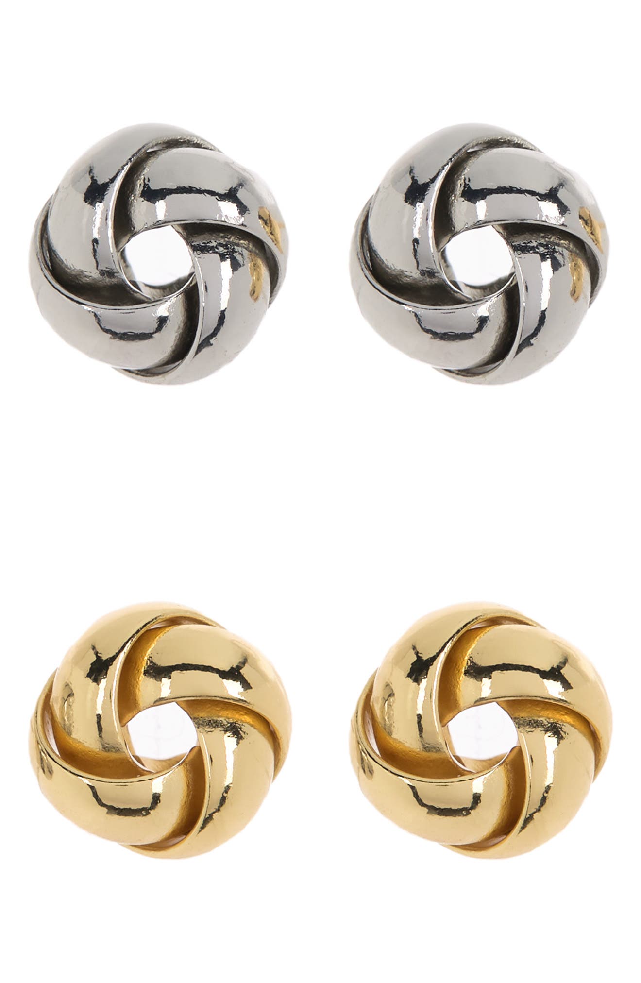 Adornia 14K Gold Vermeil & Sterling Silver Twisted Knot Stud Earrings Set
