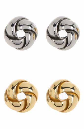 Adornia 14K Gold Vermeil & Sterling Silver Twisted Knot Stud Earrings Set