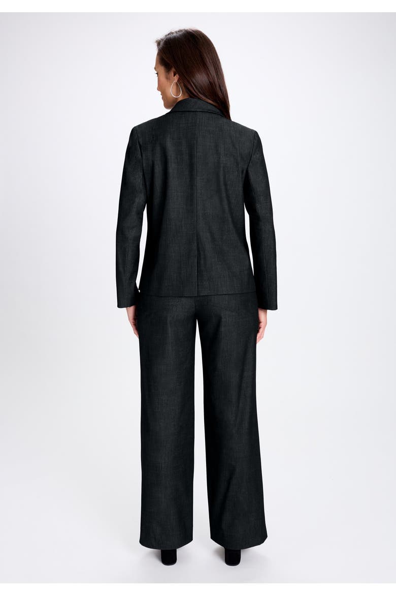Slubbed Denim Blazer, Alternate, color, BLACK
