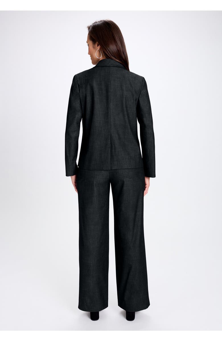 Jessica London Slubbed Denim Blazer, Alternate, color, Black