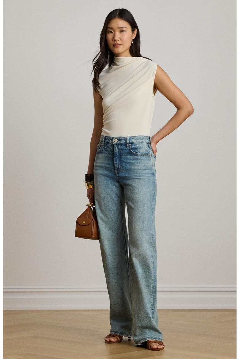 Shirred Stretch Matte Jersey Top, Alternate, color, MASCARPONE CREAM
