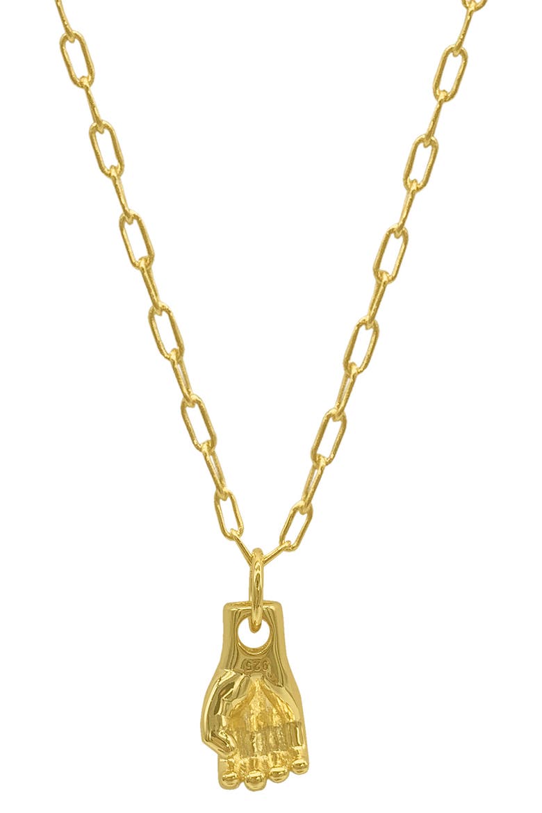 14K Gold Vermeil Mighty Hand Pendant Necklace, Alternate, color, YELLOW