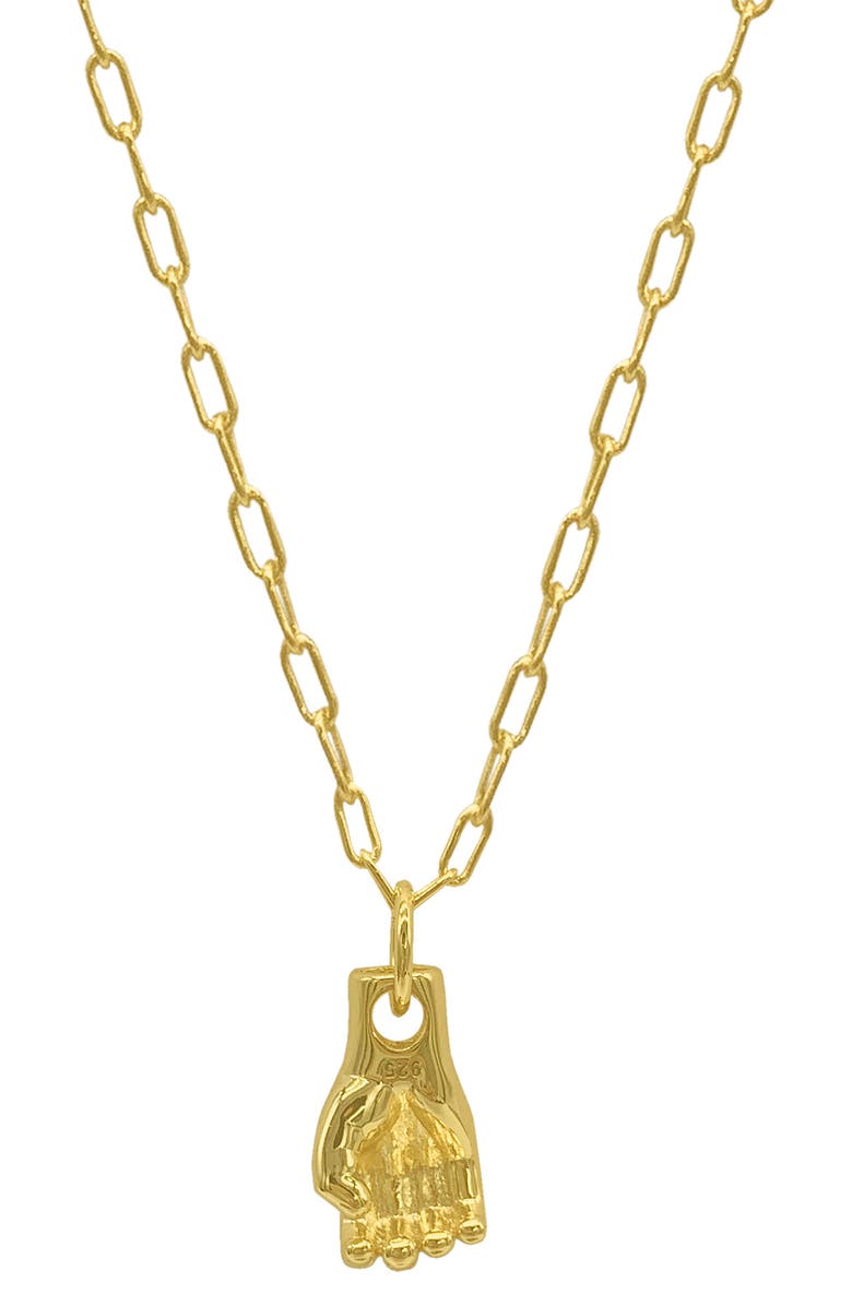 Adornia 14K Gold Vermeil Mighty Hand Pendant Necklace, Alternate, color,