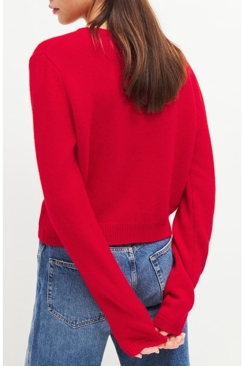 Clara Cashmere Crew Cardigan, Alternate, color, CHERRY