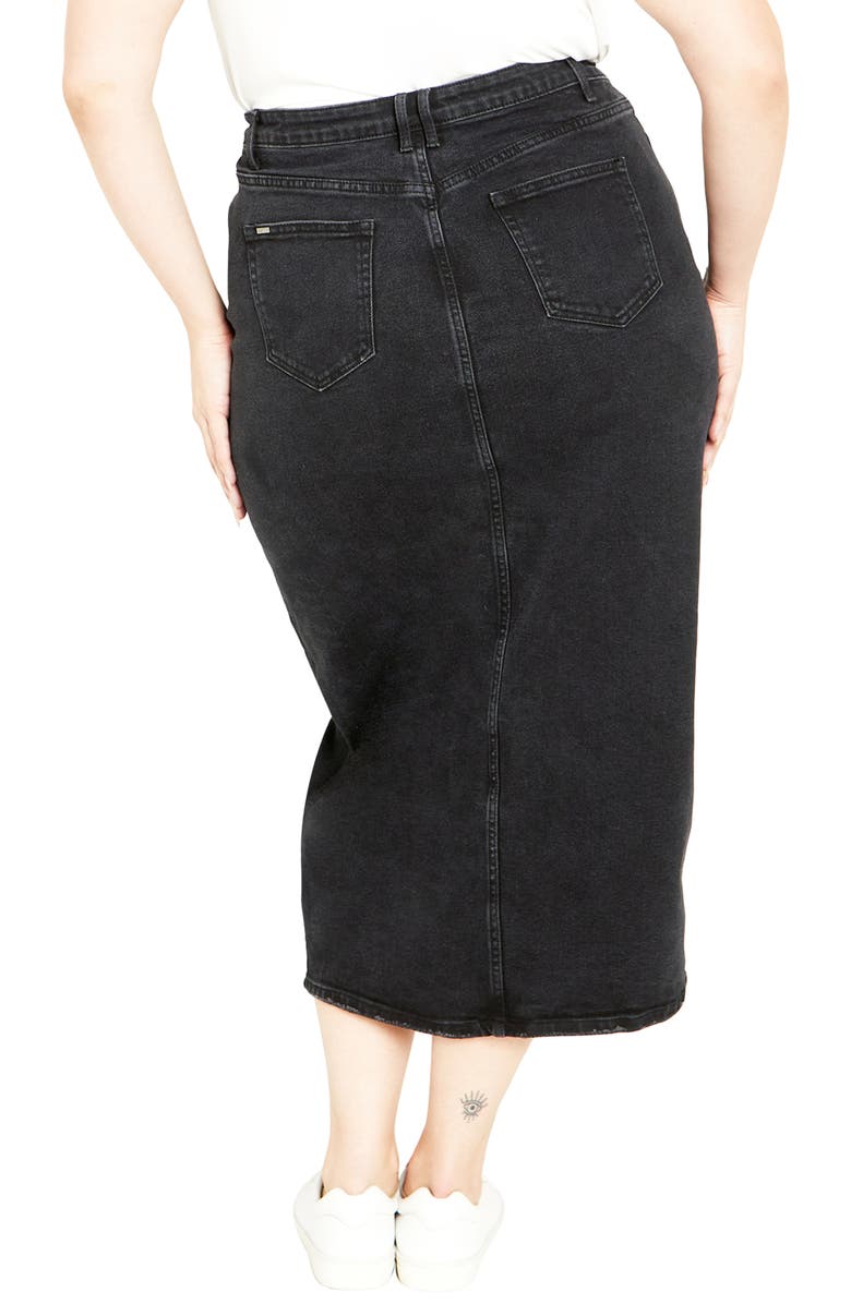 City Chic Oaklyn Front Slit Midi Denim Skirt, Alternate, color, 