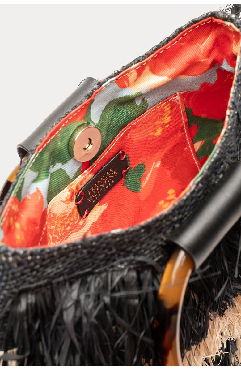 Frances Valentine Shaggy Tiered Raffia Fringe Tote, Alternate, color, Black/ Natural