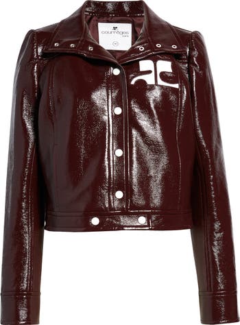 VIP価格★【Courreges】Vinyl Jacket with logo(Burgundy/Black) REEDITION VINYL JACKET - courrèges