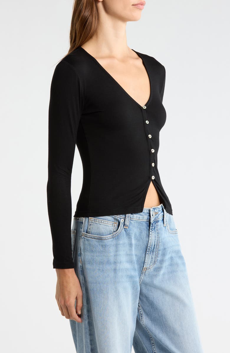 PacSun Shelby Button-Up Knit Top, Alternate, color, Black
