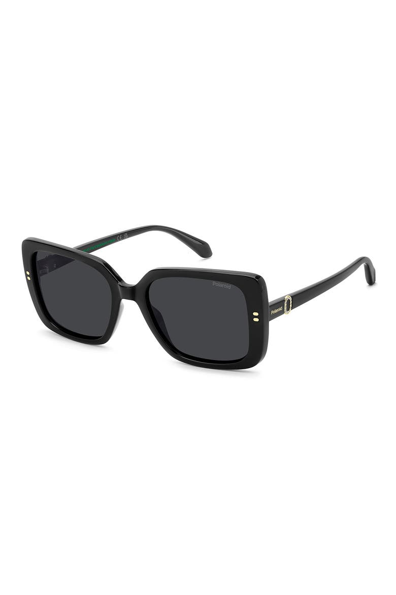 55mm Polarized Rectangular Sunglasses, Alternate, color, BLACK/ GREY